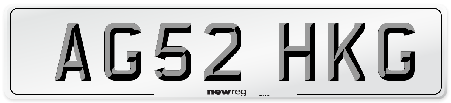 AG52 HKG Number Plate from New Reg